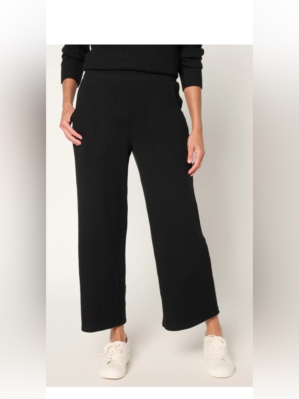 AnyBody Tall Brushed Waffle Asymmetrical Seam Wide Leg Pants
